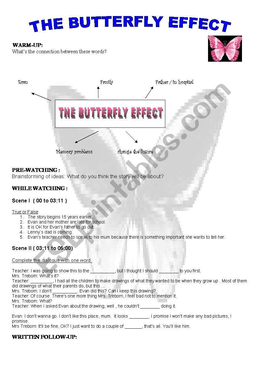 The butterfly effect worksheet