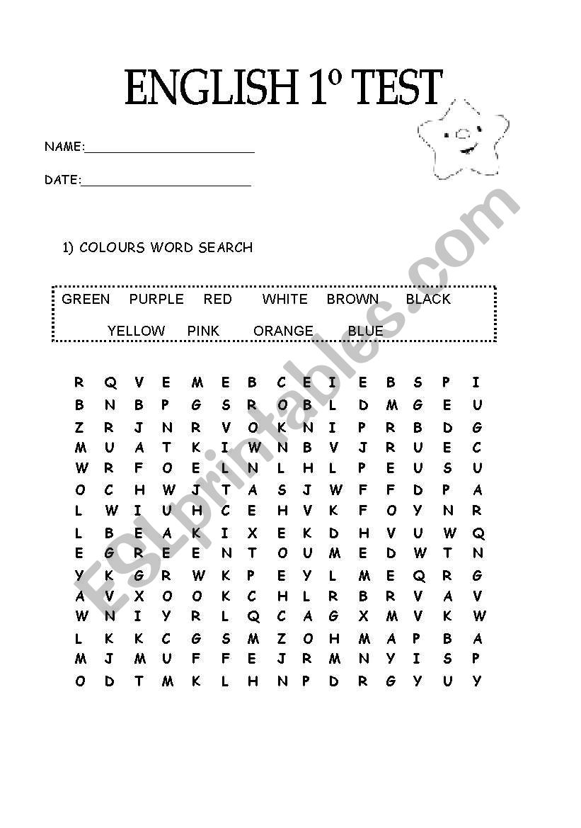 english primary test  worksheet