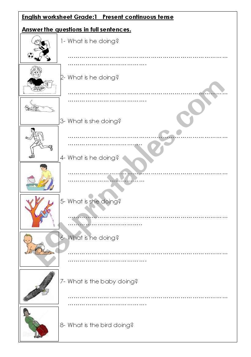 present continuous tense worksheet