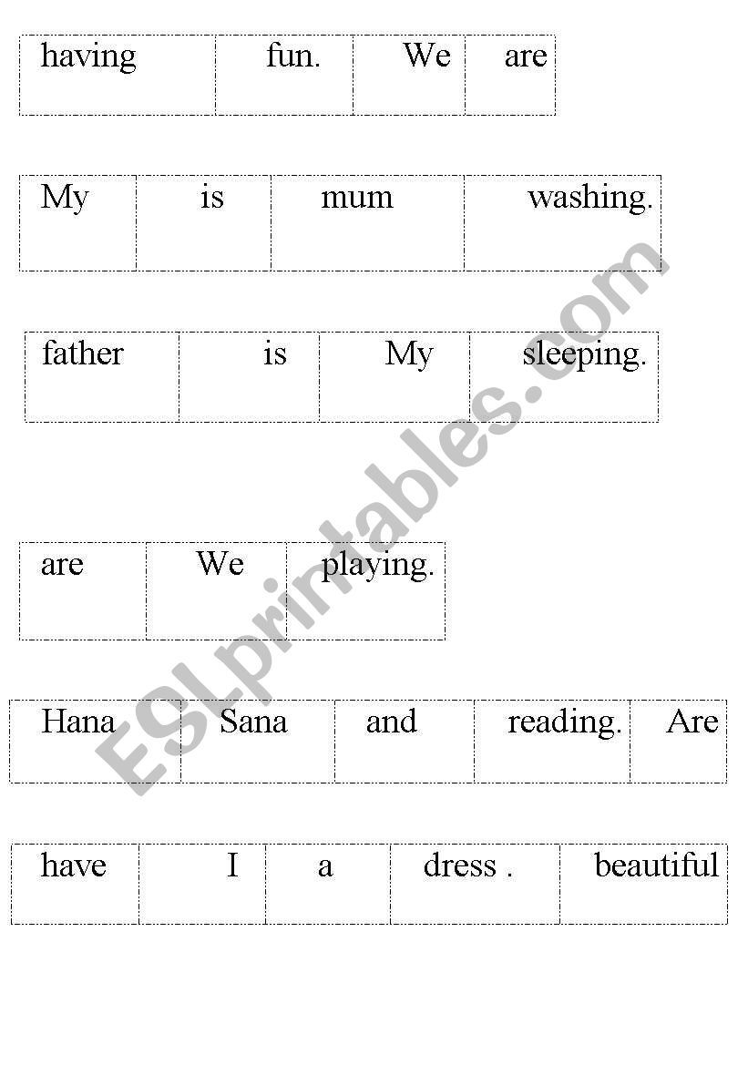 SENTENCE ORDER worksheet