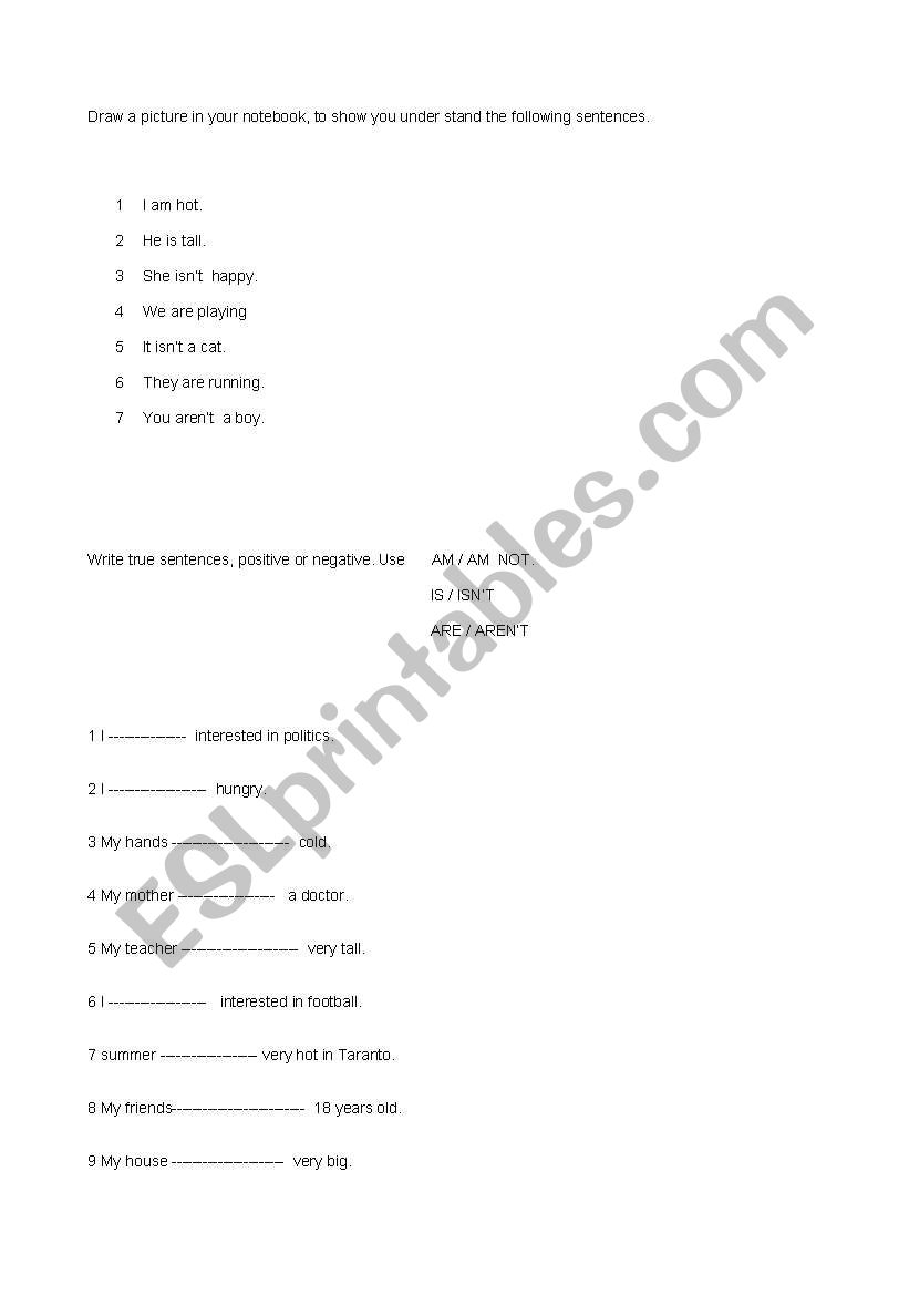 verb to be worksheet