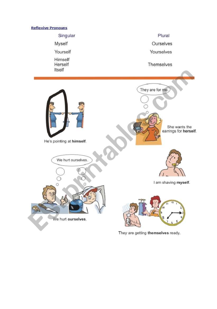 Reflexive pronouns worksheet