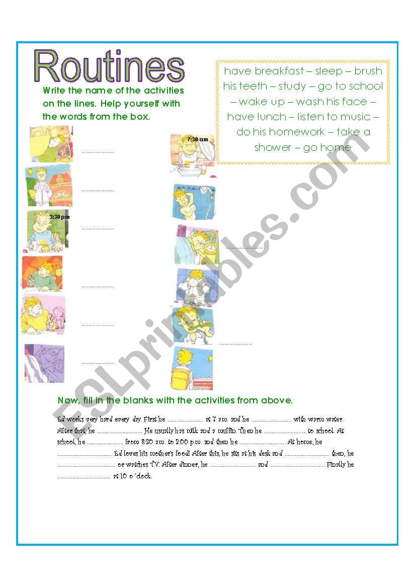 Routines worksheet