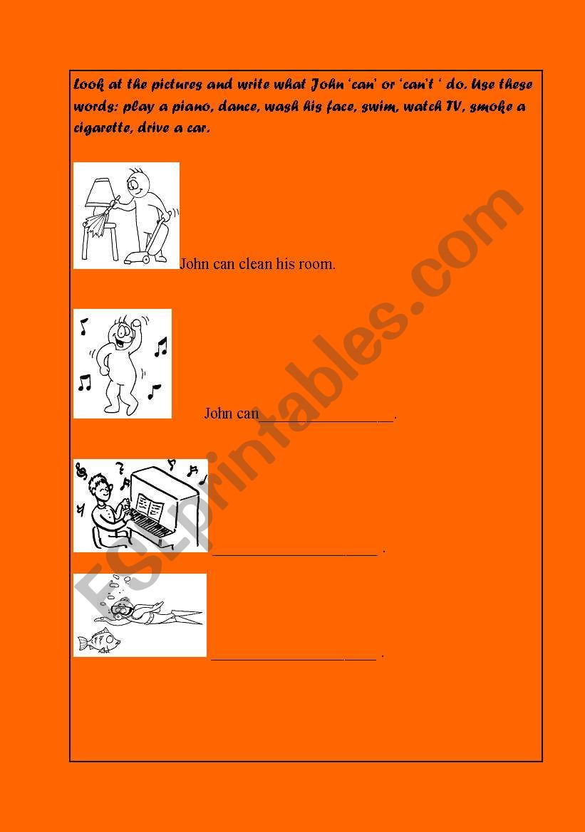 can/can not abilities worksheet