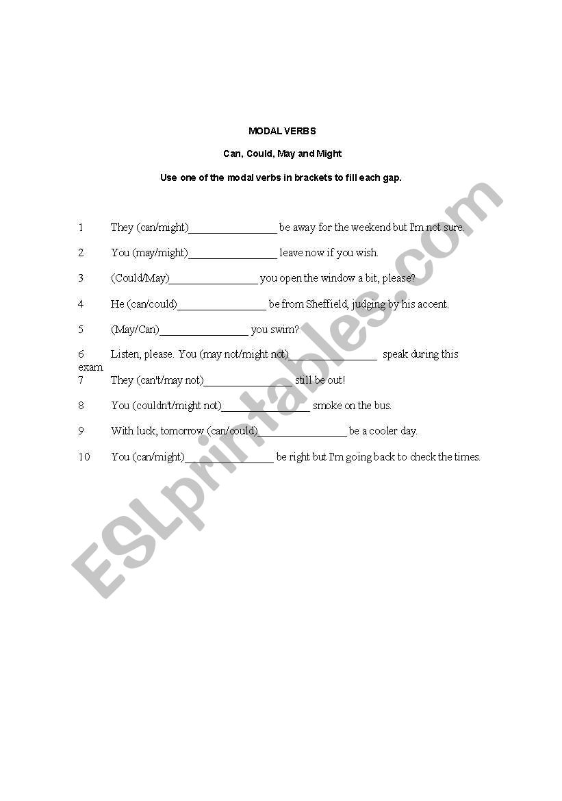 MODAL VERBS worksheet