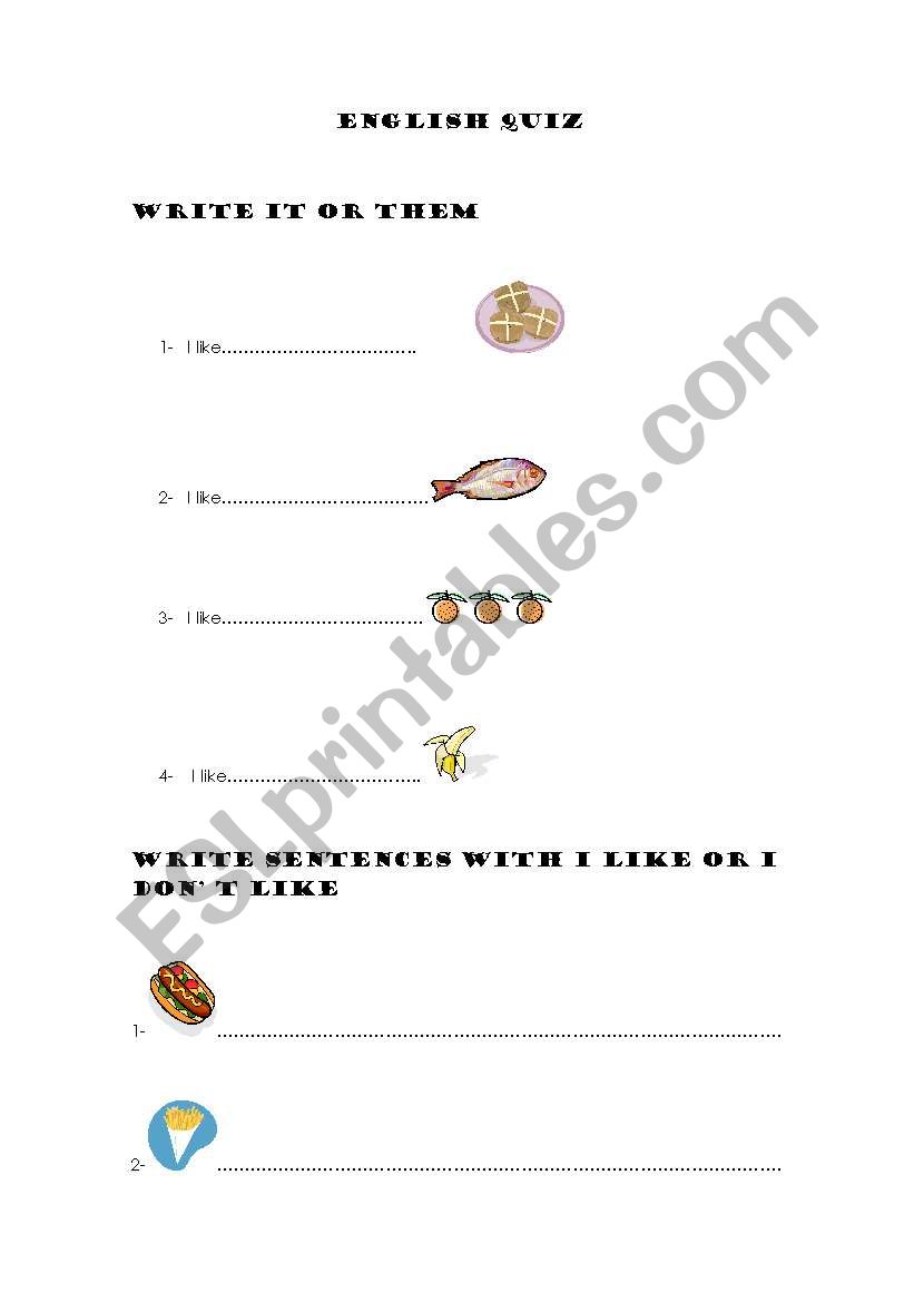 ENGLISH QUIZ worksheet