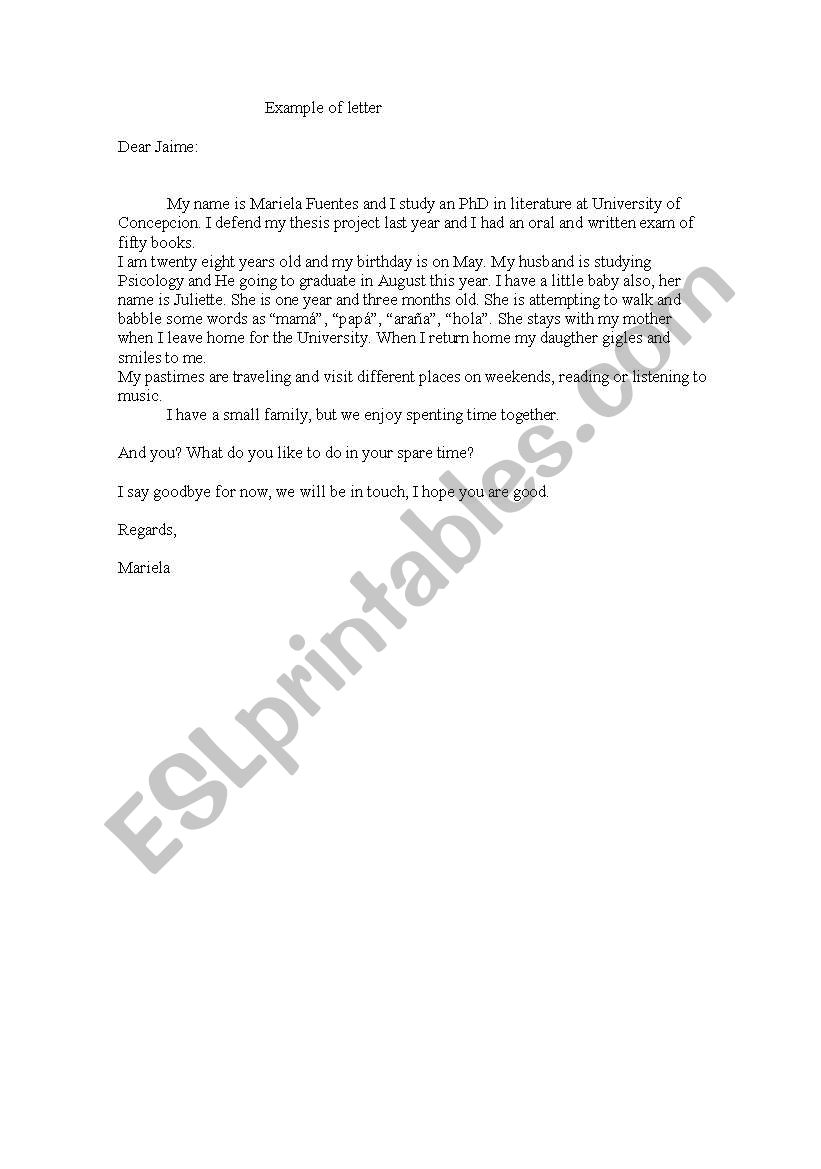 example of letter worksheet