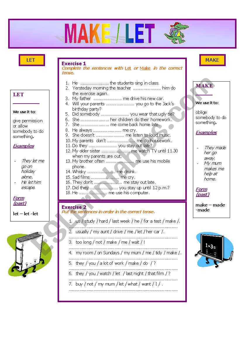 Make and Let worksheet