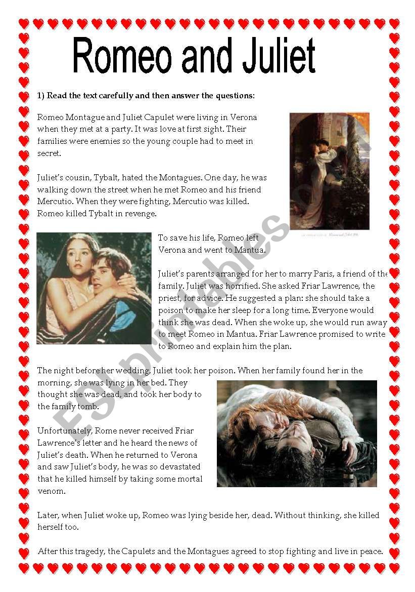 Romeo and Juliet worksheet