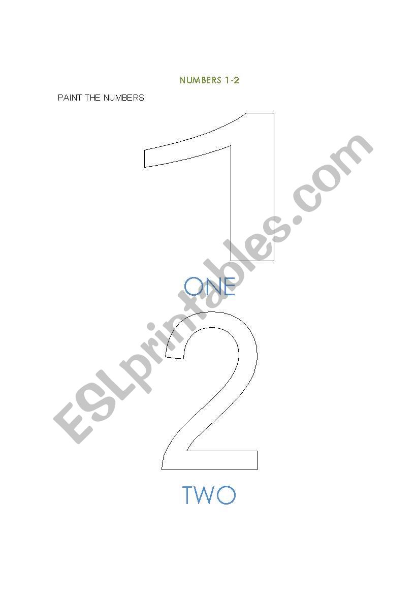 NUMBERS 1-2 worksheet