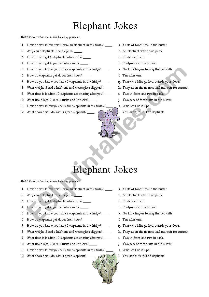 Elephant Jokes worksheet