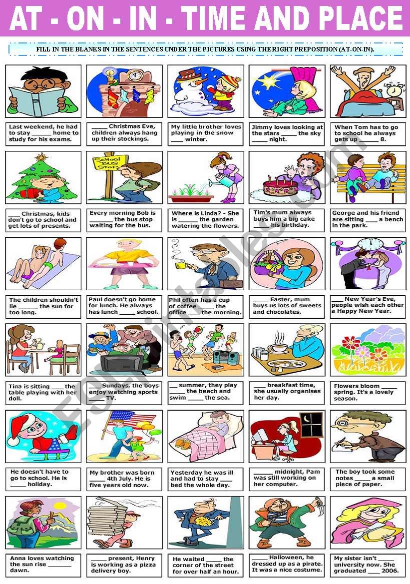 PREPOSITIONS AT-ON-IN (TIME AND PLACE)