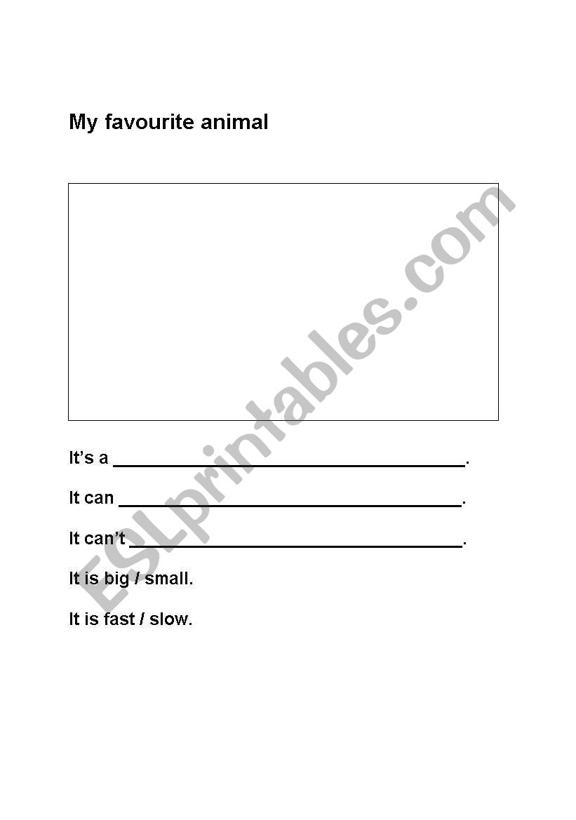 My favourite animal worksheet