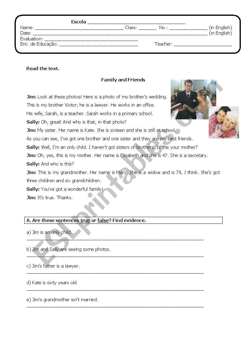 Family worksheet