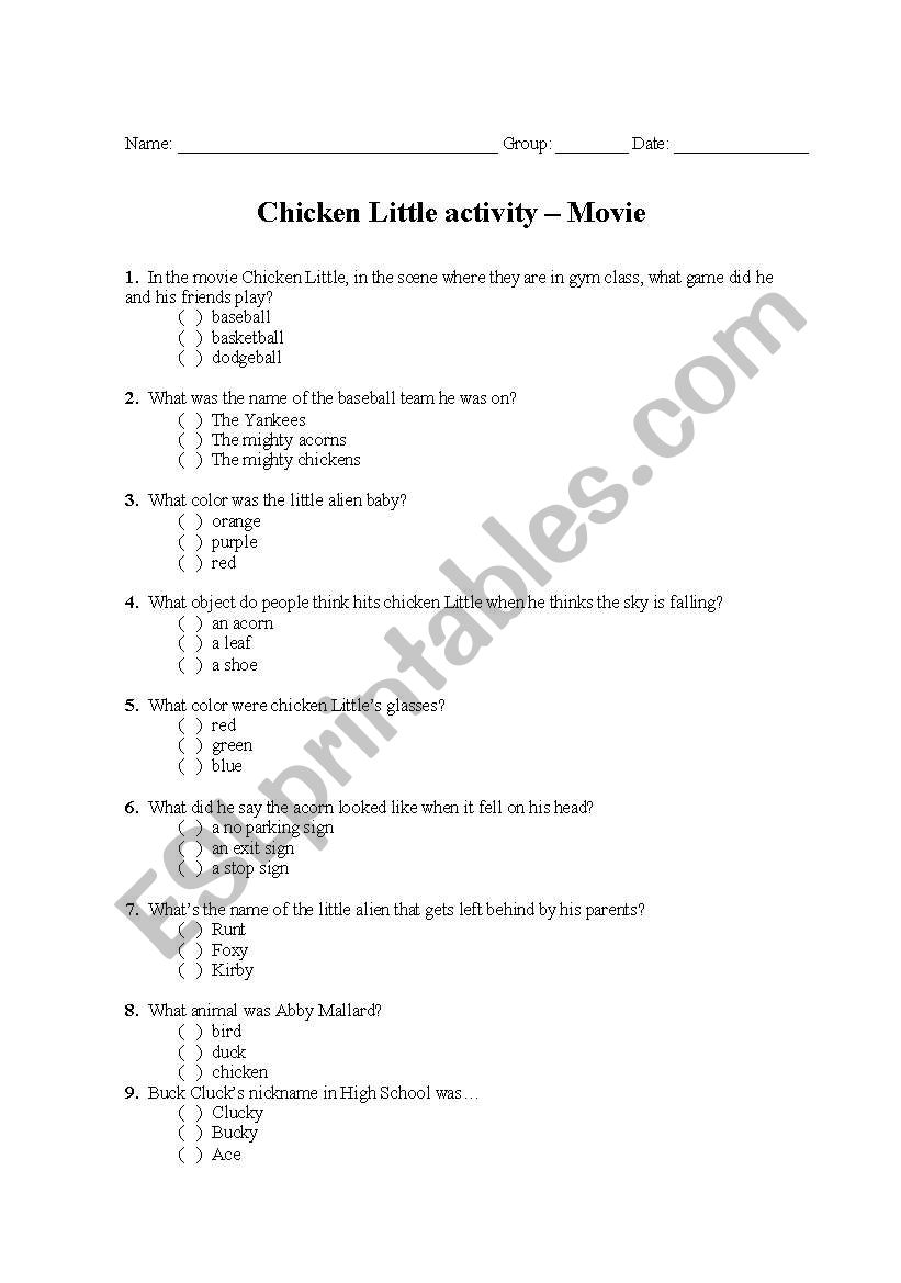 Chicken Little - Movie activity