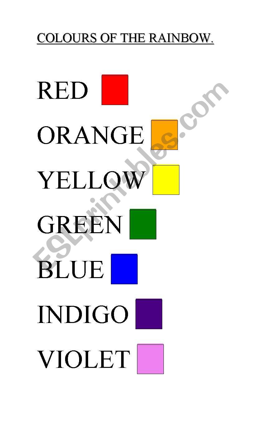 Colours of the rainbow worksheet