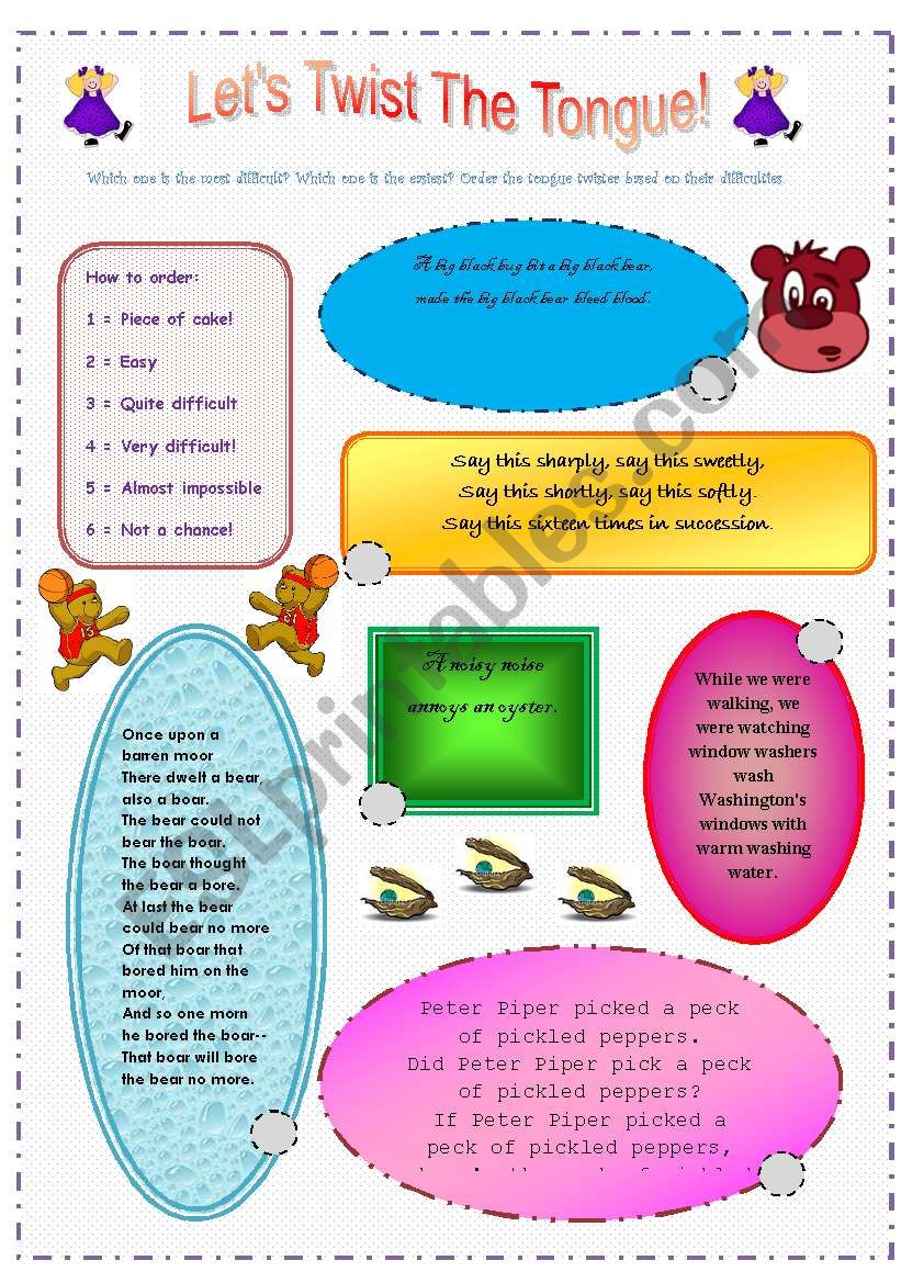 LetÂ´s Twist The Tongue worksheet