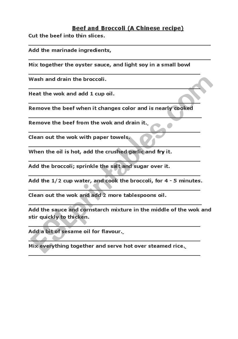 English worksheets: Passive voice recipe worksheet