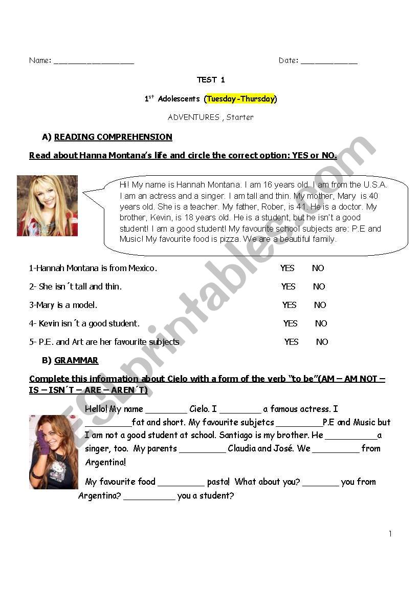 Test worksheet