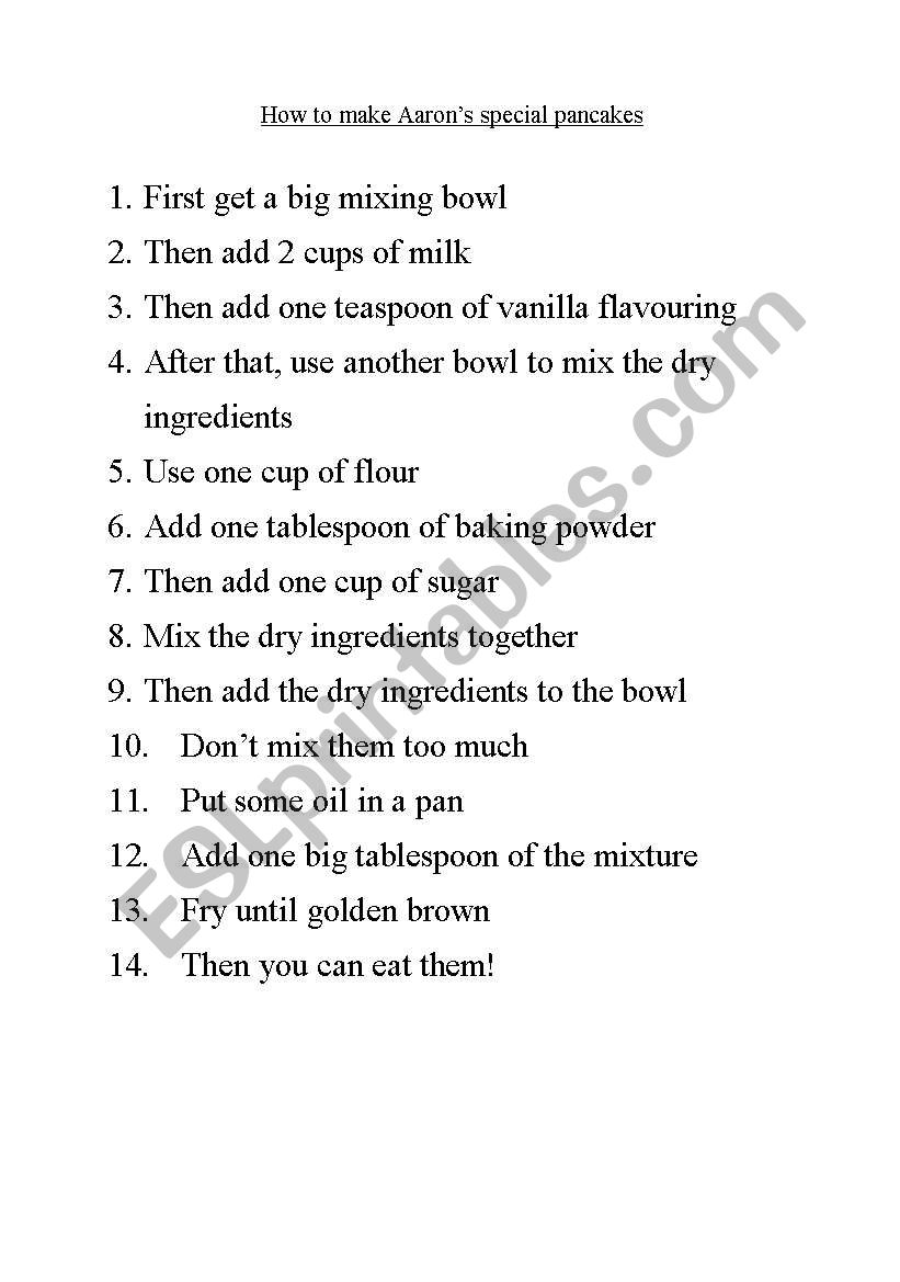 English worksheets: passive voice recipe worksheet