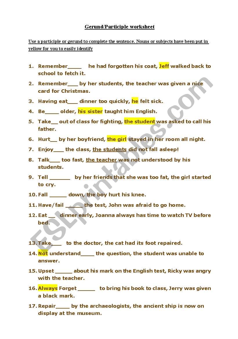 Answer Key Infinitive Phrase Worksheet