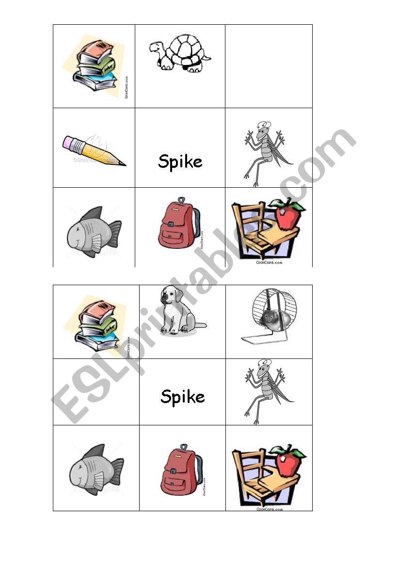 Bingo worksheet