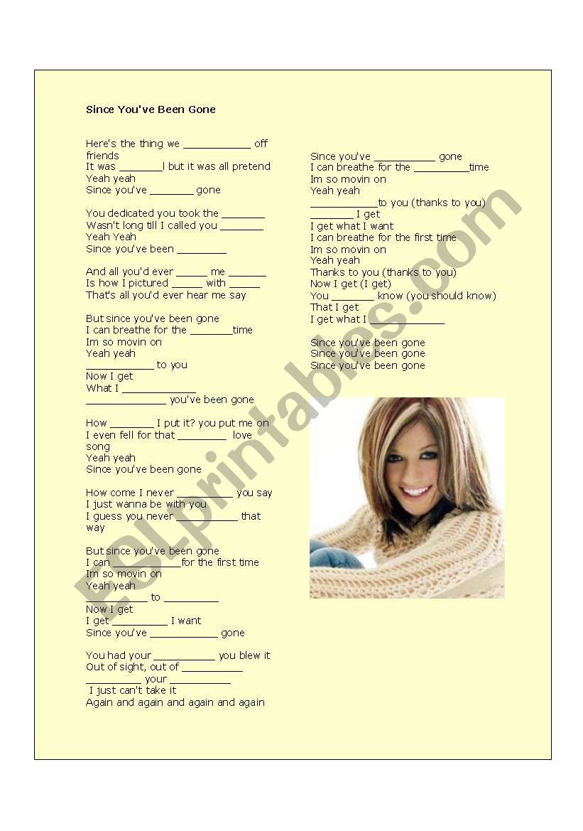 Since Youve Been Gone worksheet