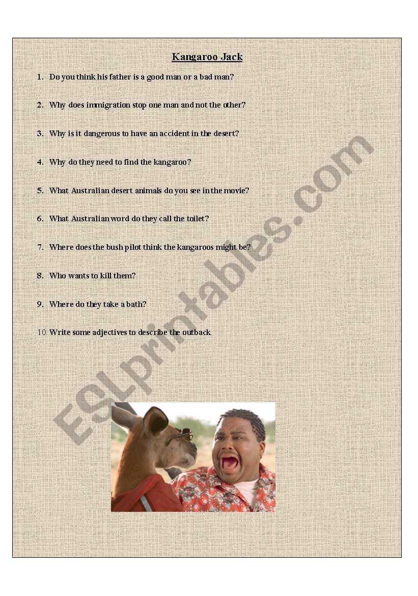 Kangaroo Jack worksheet