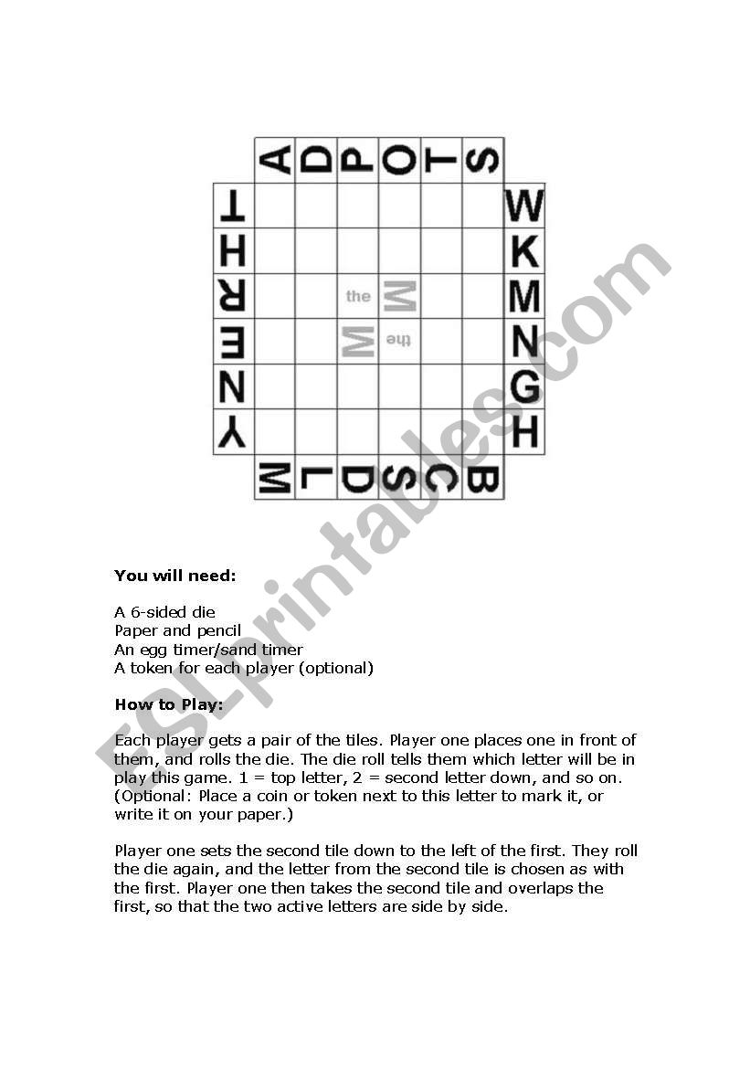 Fun Vocabulary Building Game worksheet