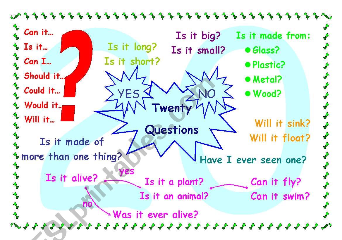 20 Questions Free Printables