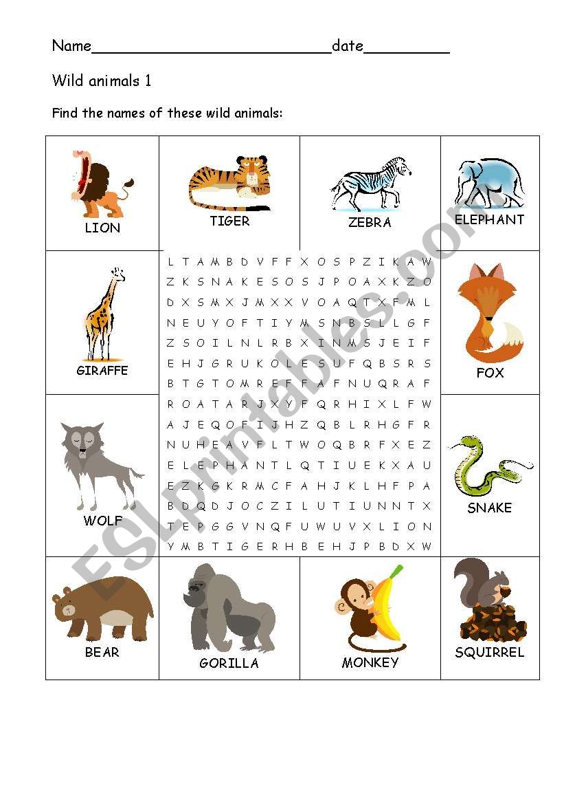 Wild animals 1 worksheet