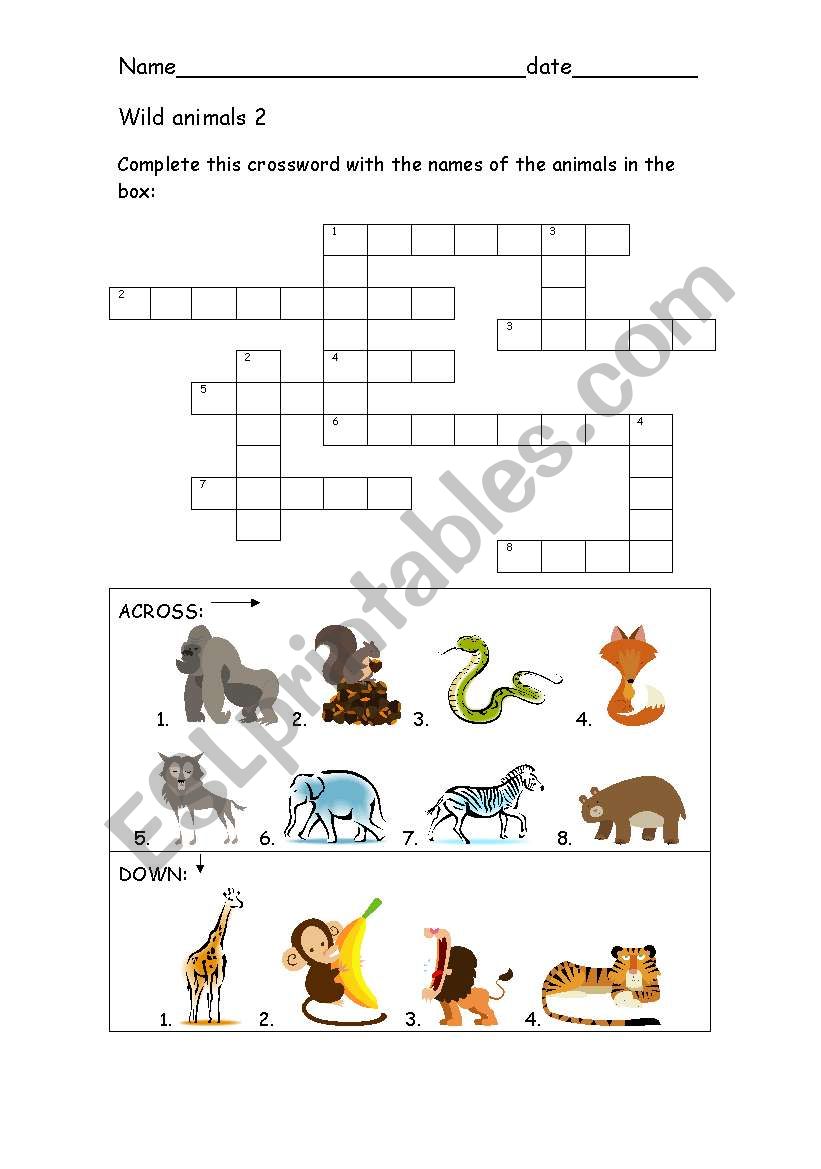 Wild animals 2 worksheet