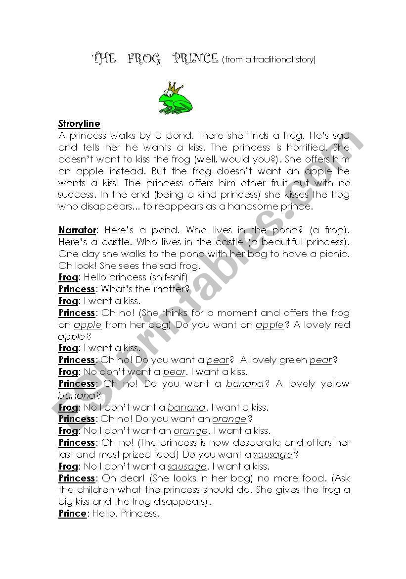 The frog prince worksheet