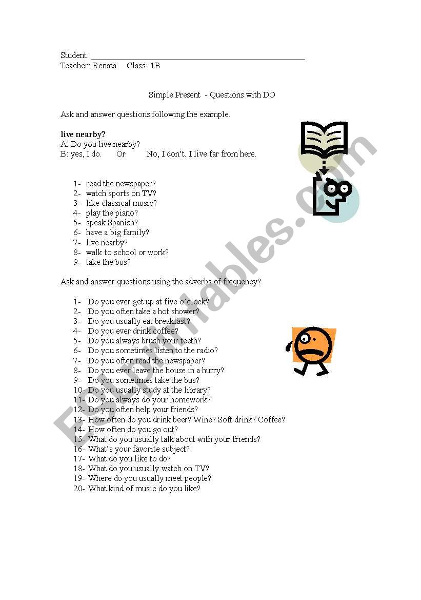 Oral activity using DO worksheet