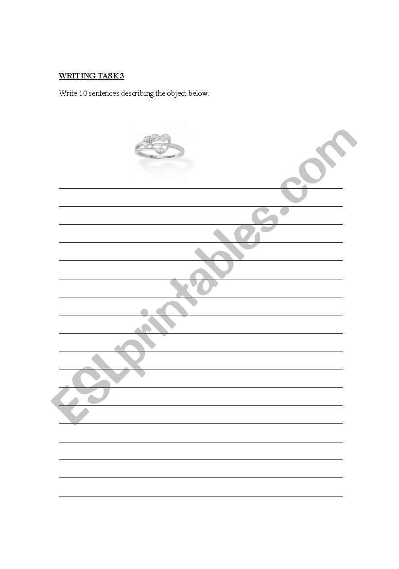 describing an object worksheet