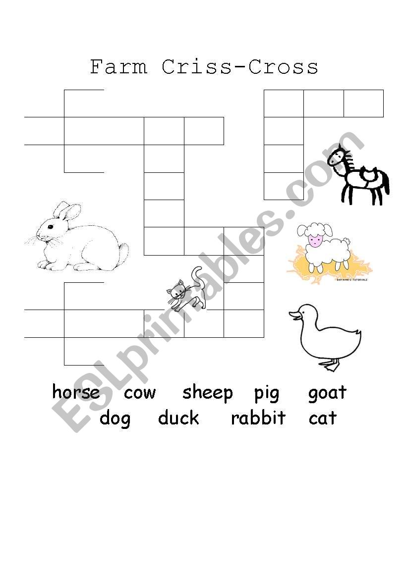 Farm Criss Cross worksheet