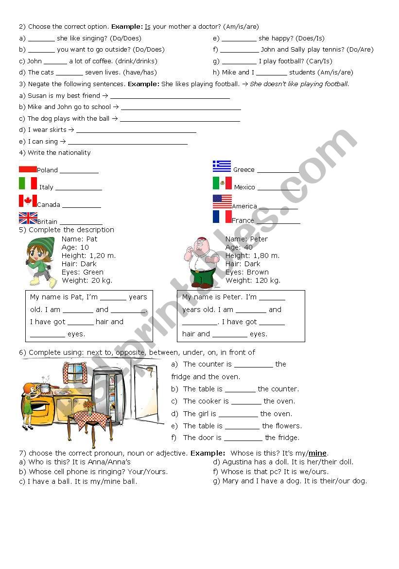 English test worksheet