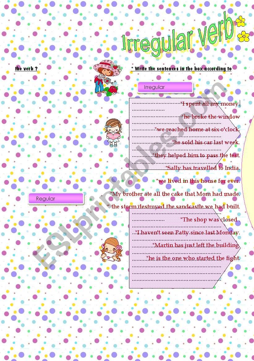 Irregular verbs worksheet