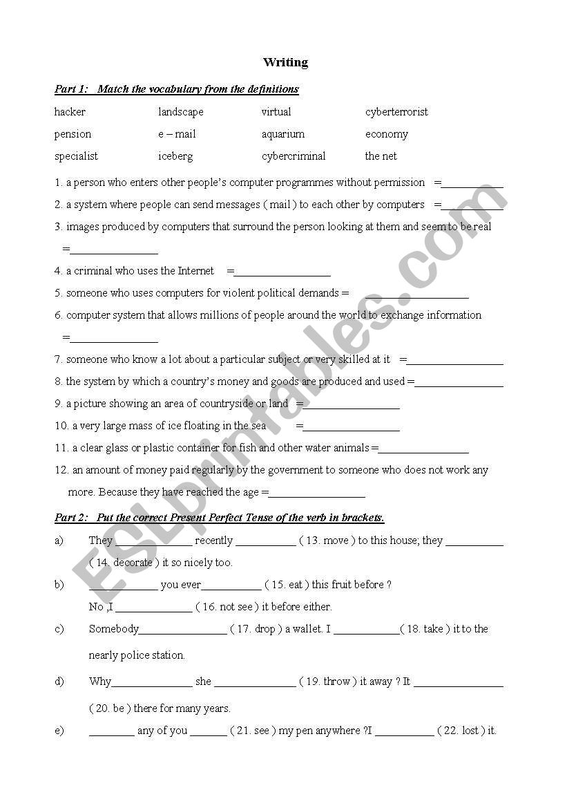 test worksheet