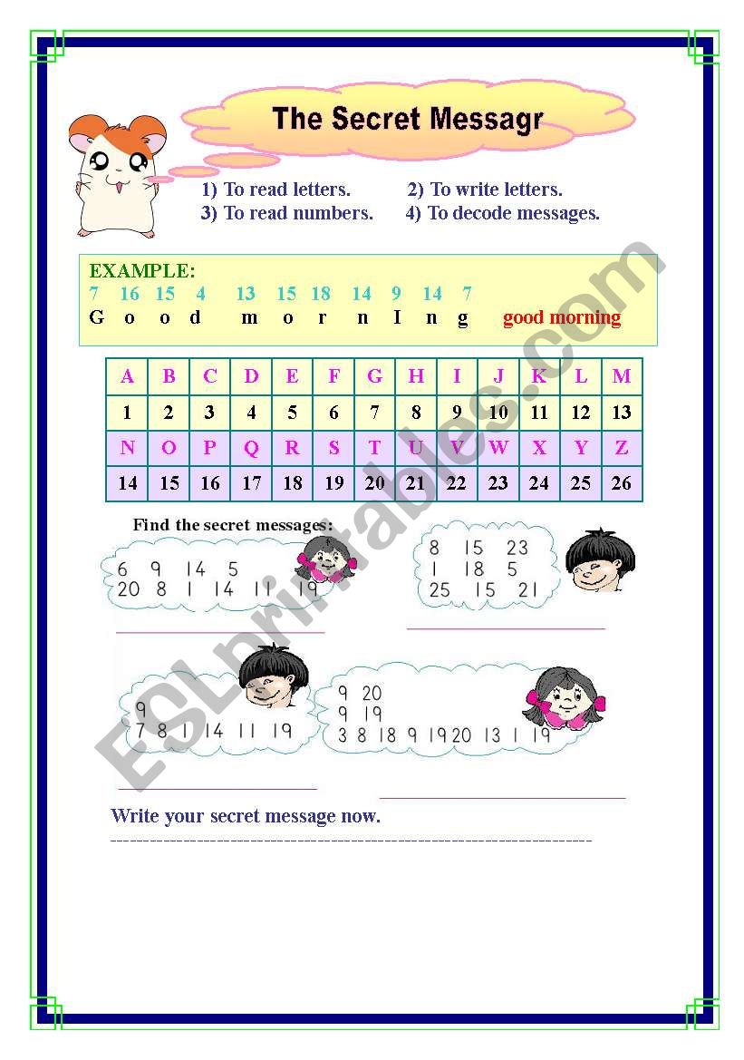 the secret message - ESL worksheet by alzahaira