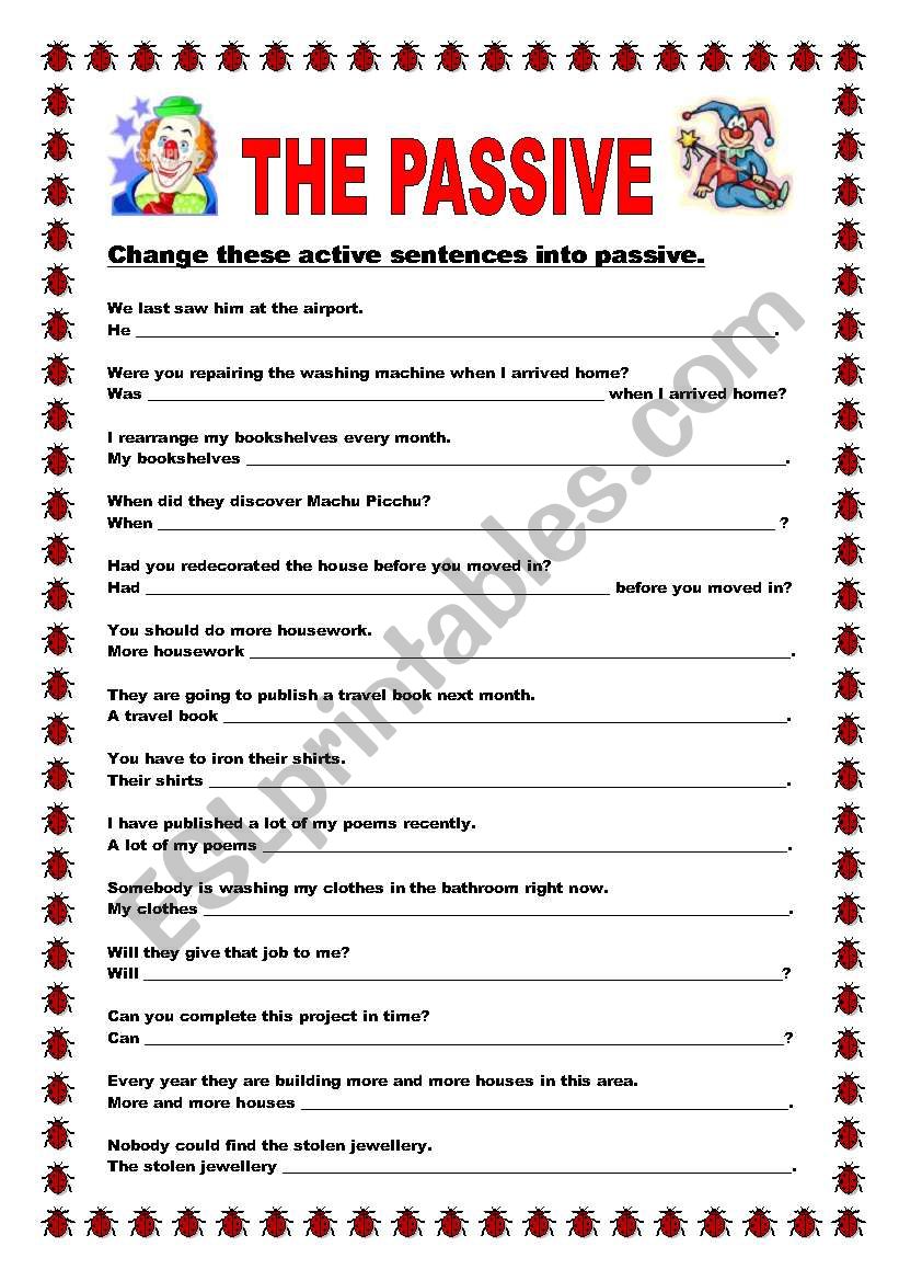 Rewrite these sentences using the passive. Change the sentences into Passive. Rewrite the following sentences into Passive orvactive Voice. Rewrite Active into Passive exercises. Rewrite the sentences into Passive Voice.