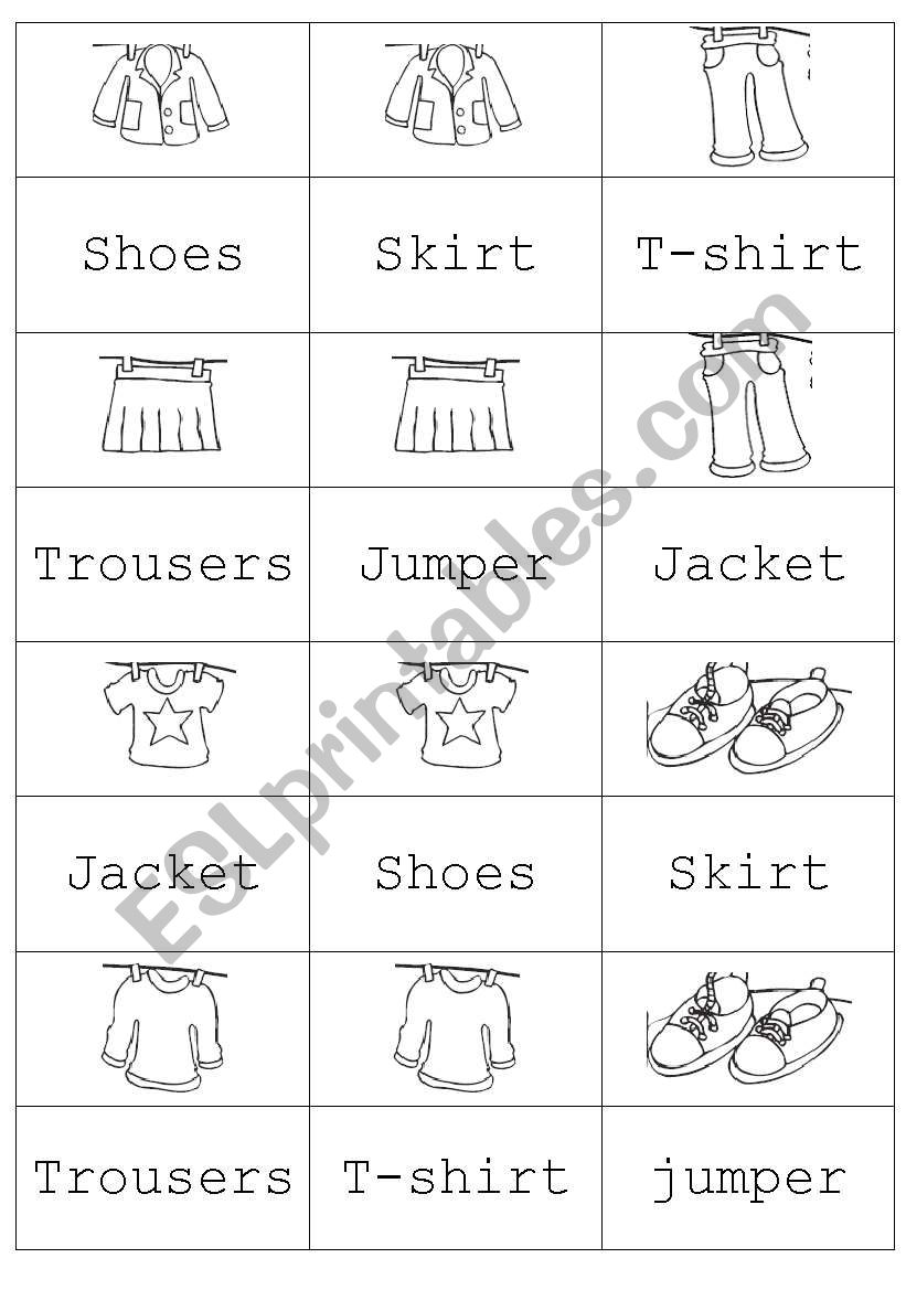 clothes dominoe worksheet