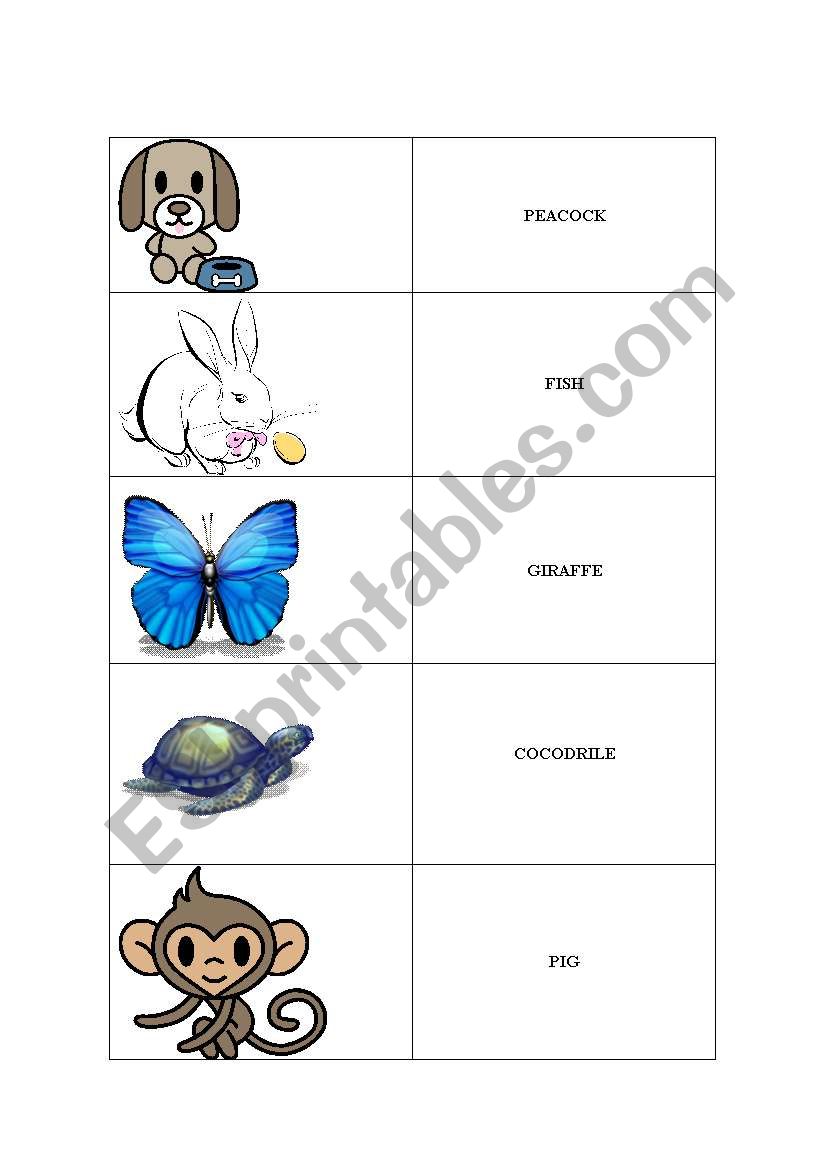 Animals Dominoe worksheet