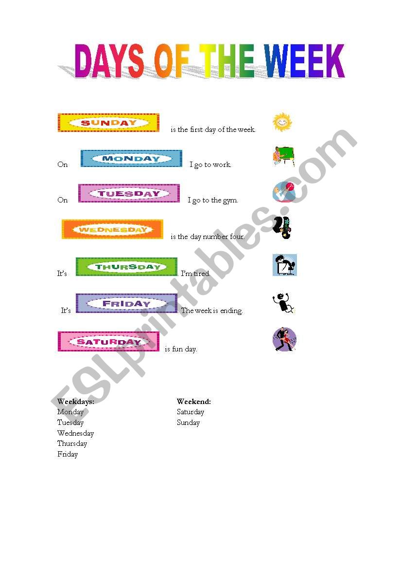 Days of the Week worksheet