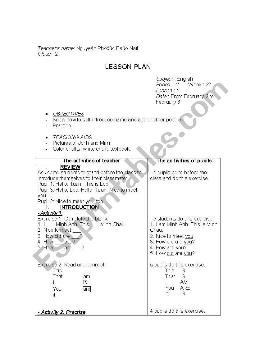 lesson plan grade 2 2 worksheet