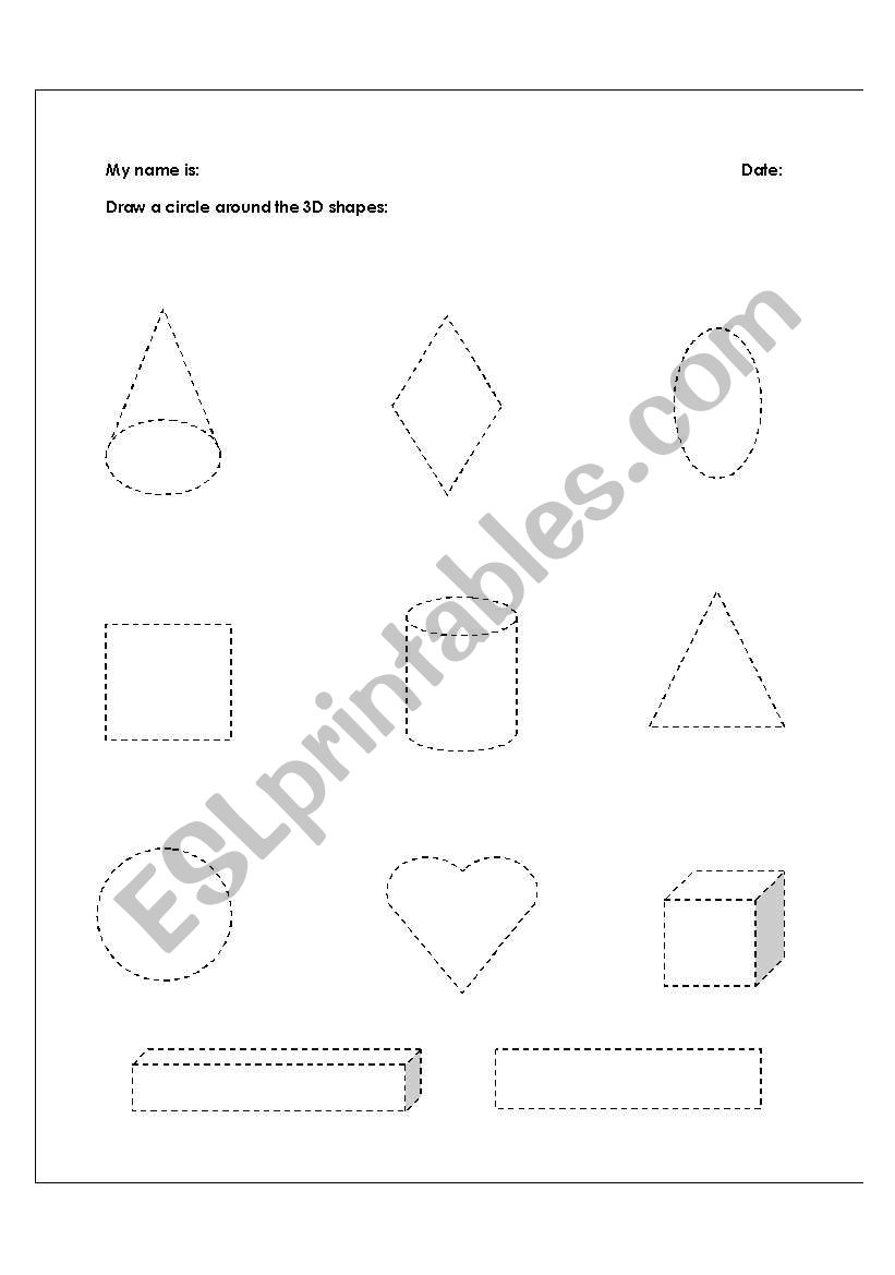 comparing 2D and 3D shapes worksheet