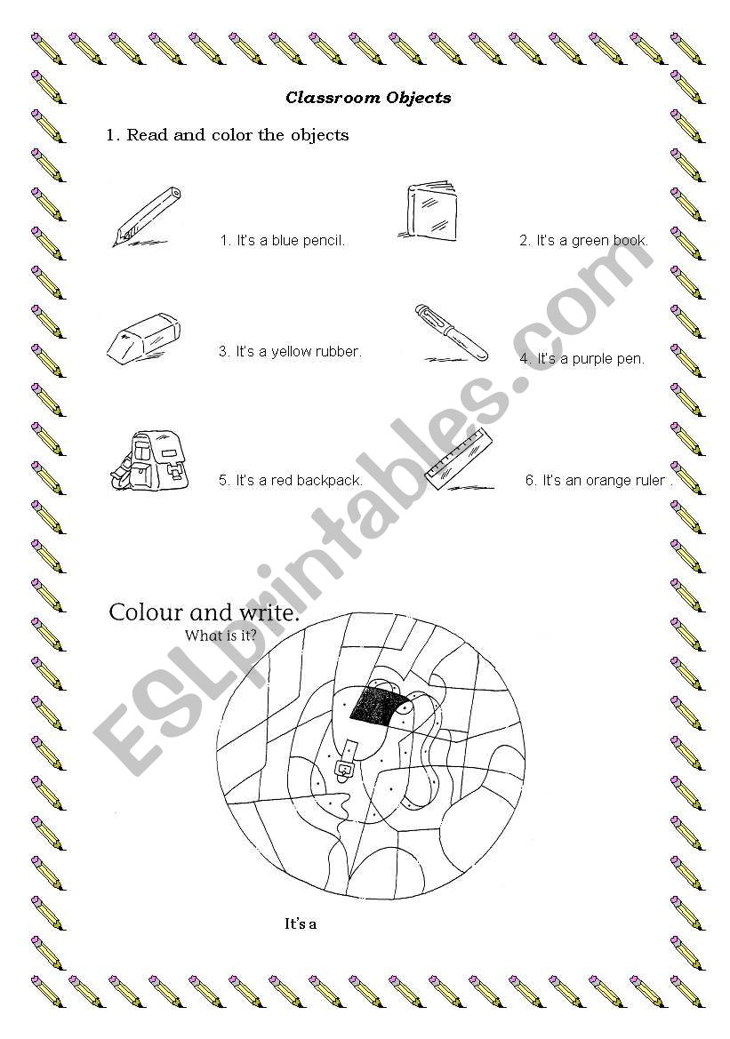 Classroom Objects worksheet