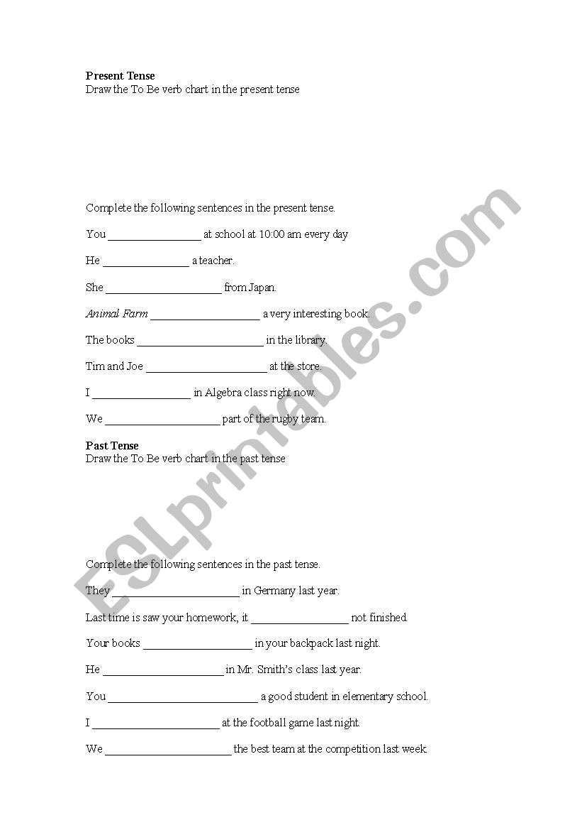 To be - present tense worksheet