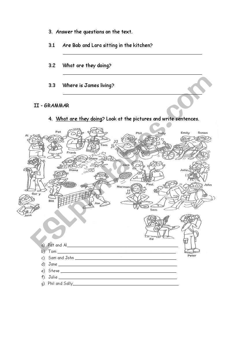 test on present continuous tense (page 2 of 4)