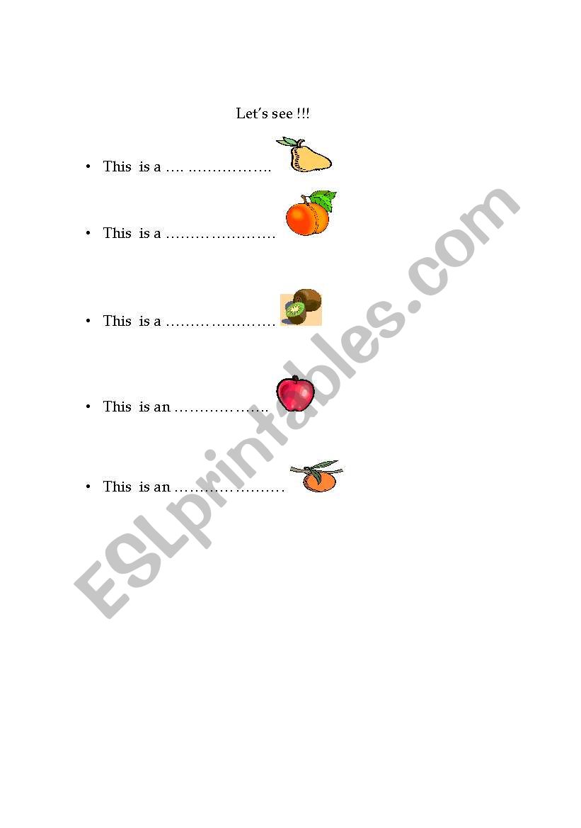 fruits worksheet